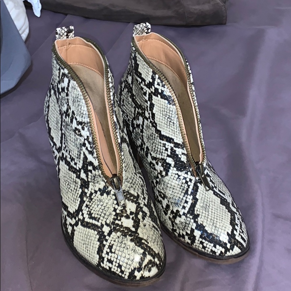 Snakeskin booties size 8